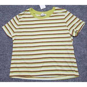 Rue21 T-Shirt Top Womens S Multicolor Striped Short Sleeve Crew Neck Cotton New